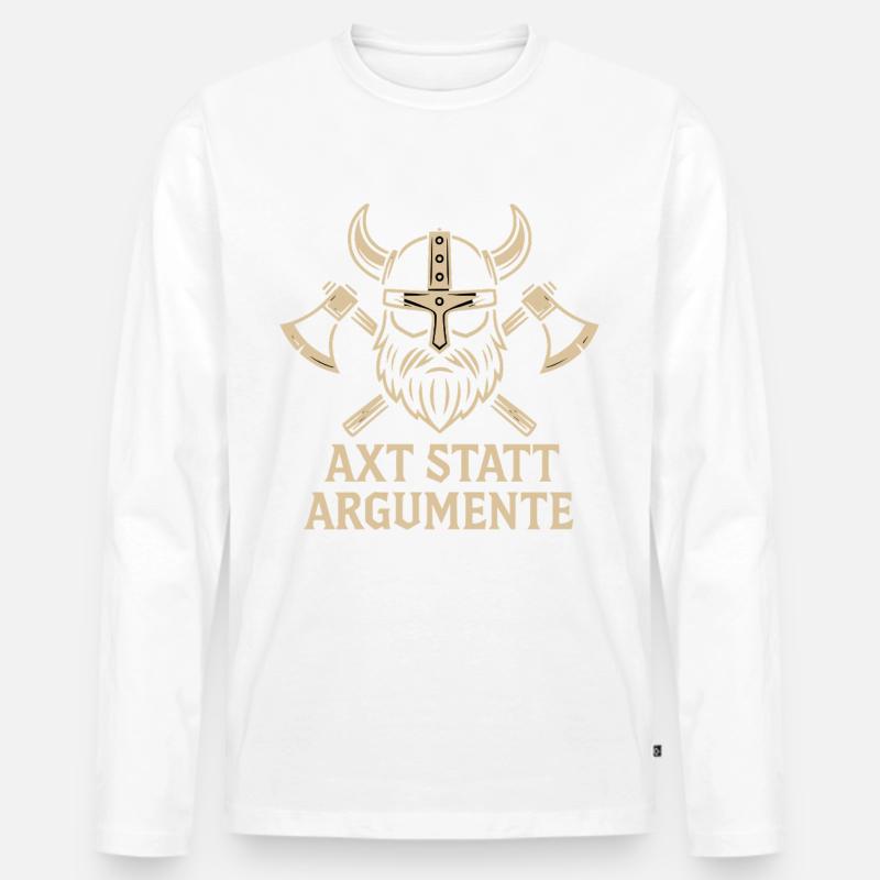 Viking Axt statt Argumente - Männer Premium Bio Langarmshirt - Weiß
