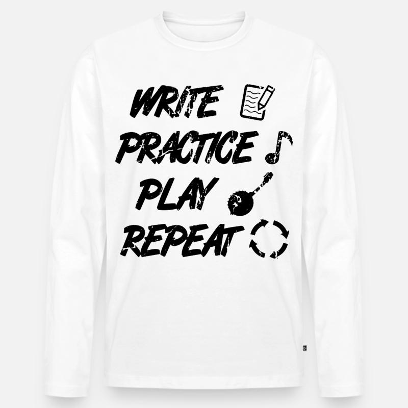 Write Practice Play Repeat - Männer Premium Bio Langarmshirt - Weiß