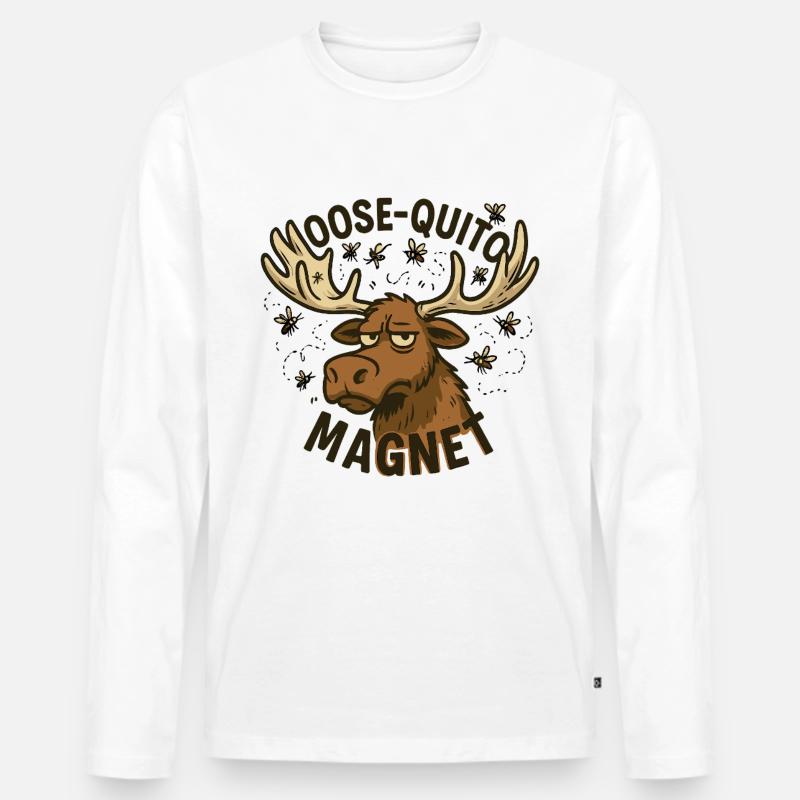 Elch Quittin Magnet Design - Männer Premium Bio Langarmshirt - Weiß