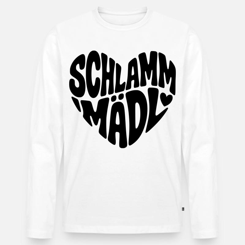 Schlamm Mädl  - Männer Premium Bio Langarmshirt - Weiß