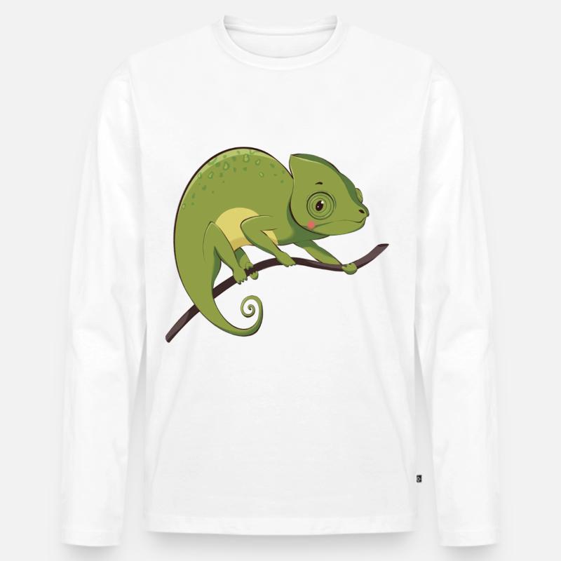 Chamäleon - Männer Premium Bio Langarmshirt - Weiß