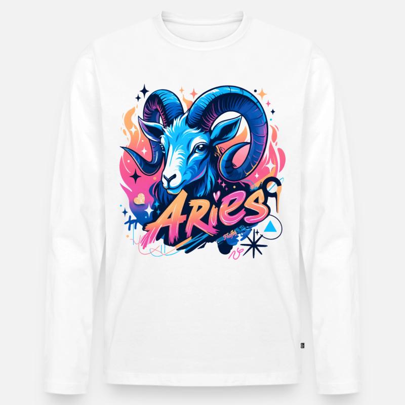 Widder – Sternzeichen – 🔮 ♈ - Männer Premium Bio Langarmshirt - Weiß