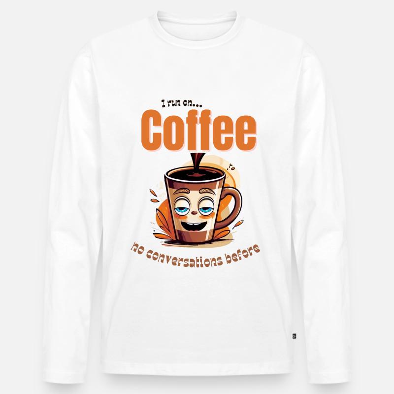 Running on coffee – no talking yet - Männer Premium Bio Langarmshirt - Weiß