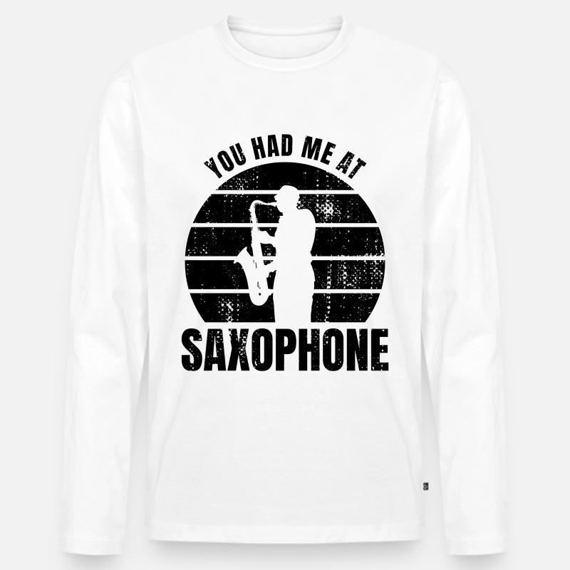 Witziger Saxophonisten Spruch - Männer Premium Bio Langarmshirt - Weiß