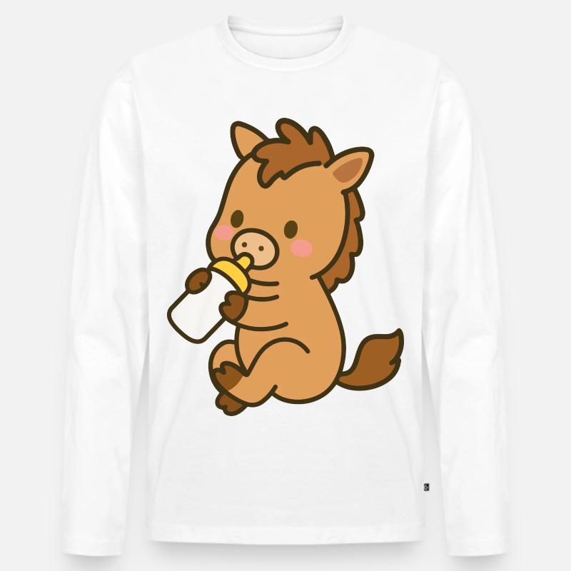 Pfohlen mit Milchflasche - Männer Premium Bio Langarmshirt - Weiß