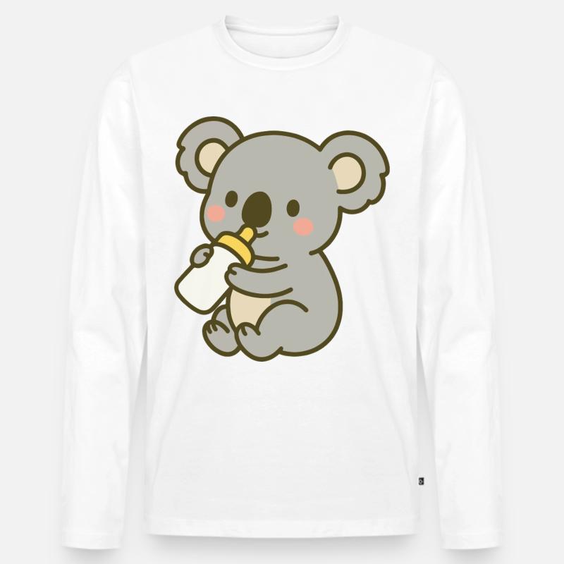 Kuschel-Koala mit Flasche - Männer Premium Bio Langarmshirt - Weiß