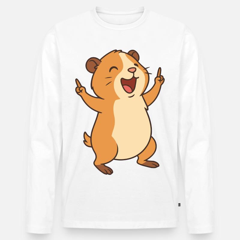 Happy Cavy Kid - Männer Premium Bio Langarmshirt - Weiß