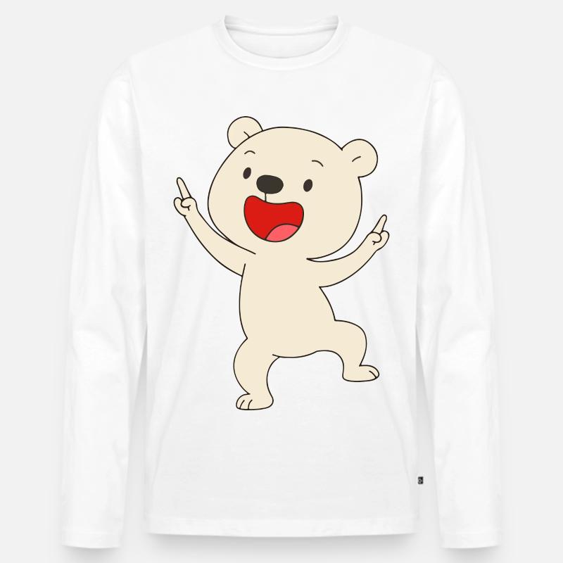 Tanzender Eisbär - Männer Premium Bio Langarmshirt - Weiß