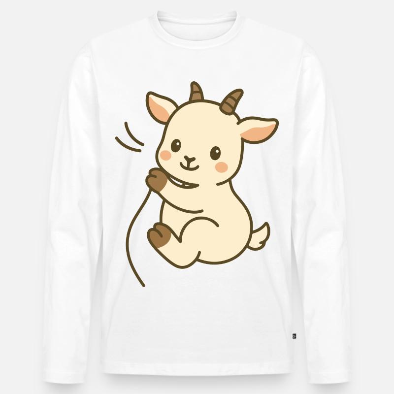 Kuschelzeit mit Zicklein - Männer Premium Bio Langarmshirt - Weiß