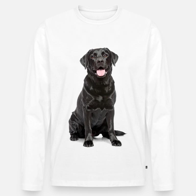 Schwarzer Labrador – Loyal, liebenswert & Charmant - Männer Premium Bio Langarmshirt - Weiß