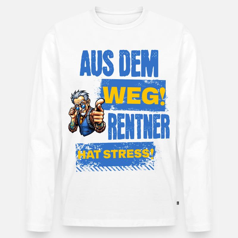 Cooler Rentner hat Stress. - Männer Premium Bio Langarmshirt - Weiß