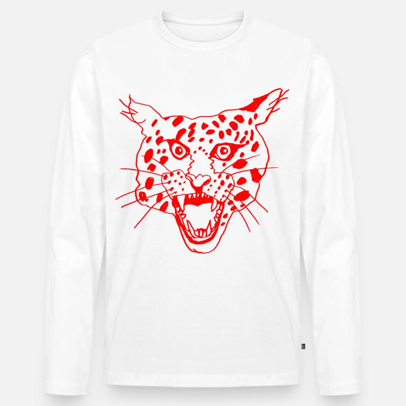 Jeff Leopardy - Männer Premium Bio Langarmshirt - Weiß