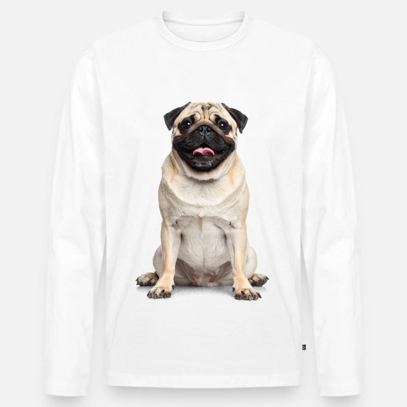 Mops – Charmant, knuffig & voller Liebe! - Männer Premium Bio Langarmshirt - Weiß