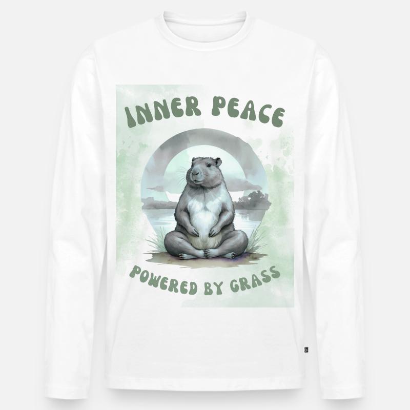 Inner Peace – Powered by Grass Design - Männer Premium Bio Langarmshirt - Weiß