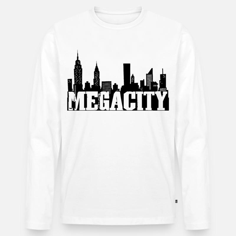 Die schwarze Megalopolis - Männer Premium Bio Langarmshirt - Weiß