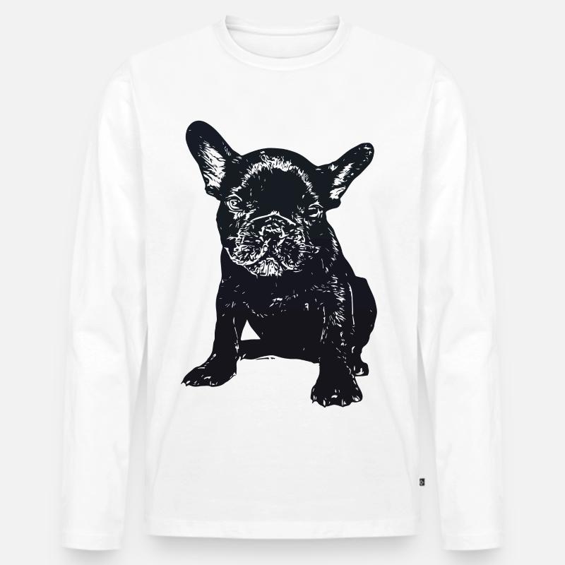 Schnuffelblick Bulldogge - Männer Premium Bio Langarmshirt - Weiß