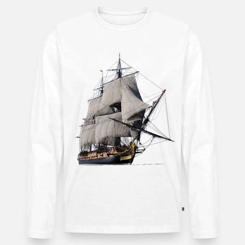 Segelschiff - Männer Premium Bio Langarmshirt - Weiß