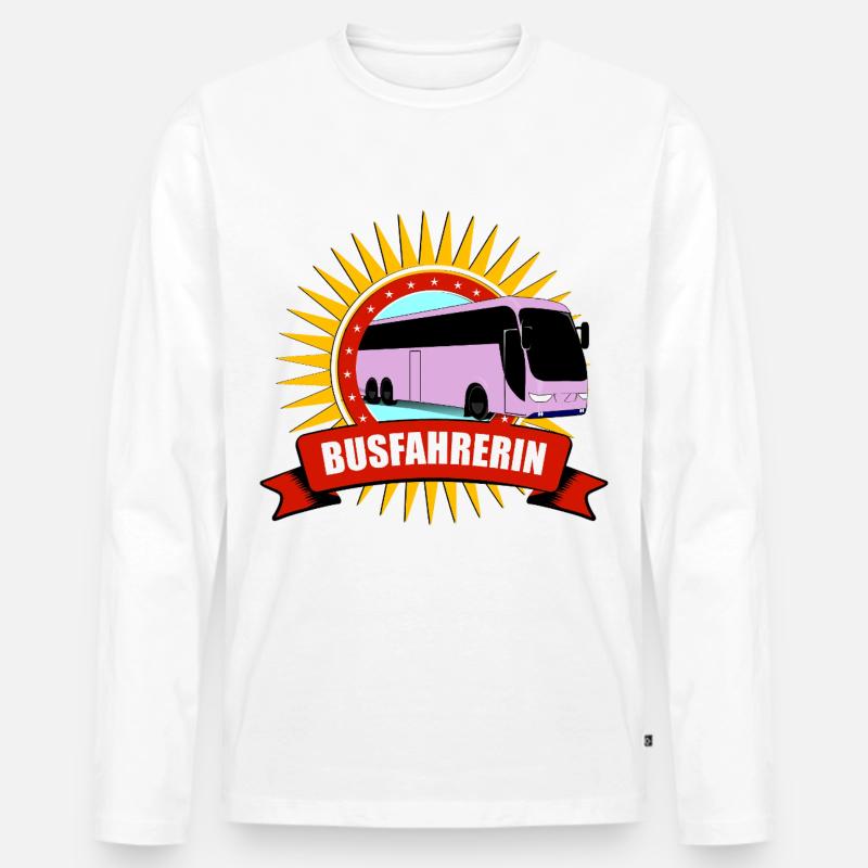 Busfahrerin Silhouette Muster - Männer Premium Bio Langarmshirt - Weiß