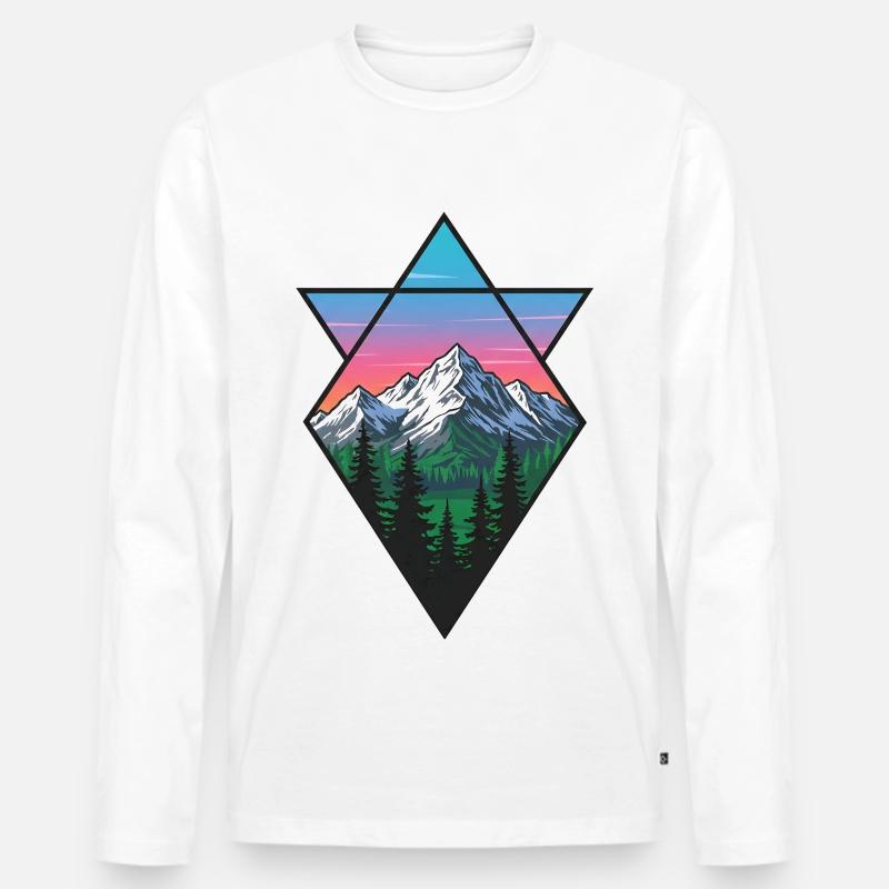 Diamond Mountains Dämmerung - Männer Premium Bio Langarmshirt - Weiß