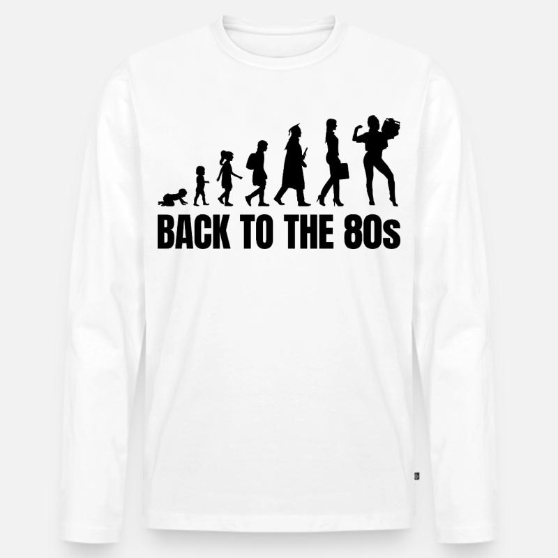 80er Jahre Evolution - Männer Premium Bio Langarmshirt - Weiß