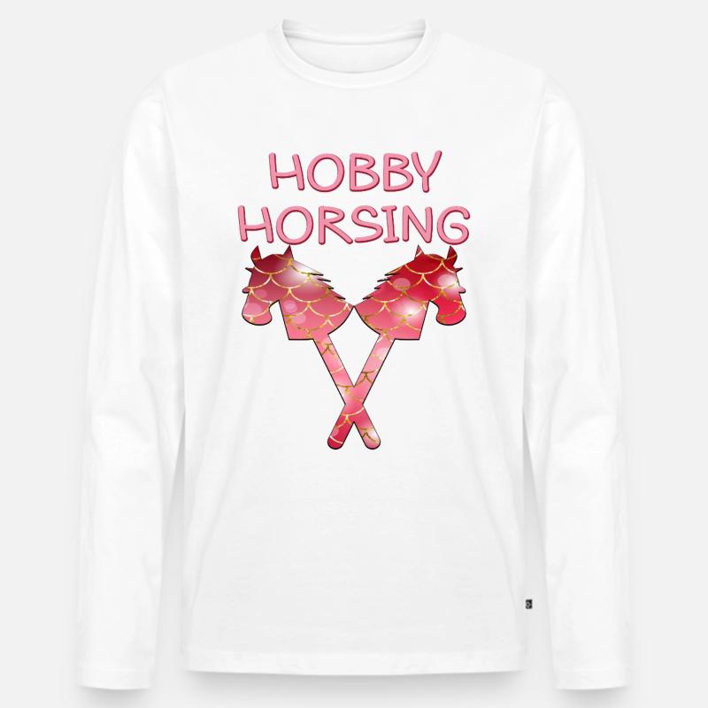 HOBBY HORSING PFERDE - Männer Premium Bio Langarmshirt - Weiß