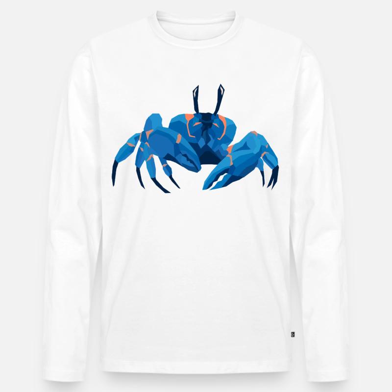 Blaue Krabbe Polygonaler Stil - Männer Premium Bio Langarmshirt - Weiß