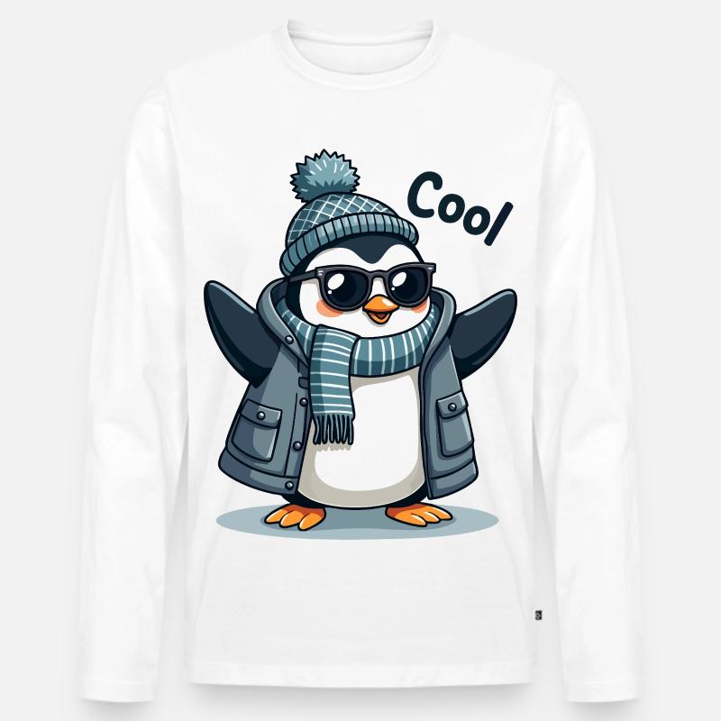 Coolguin - der coole Penguin - Männer Premium Bio Langarmshirt - Weiß