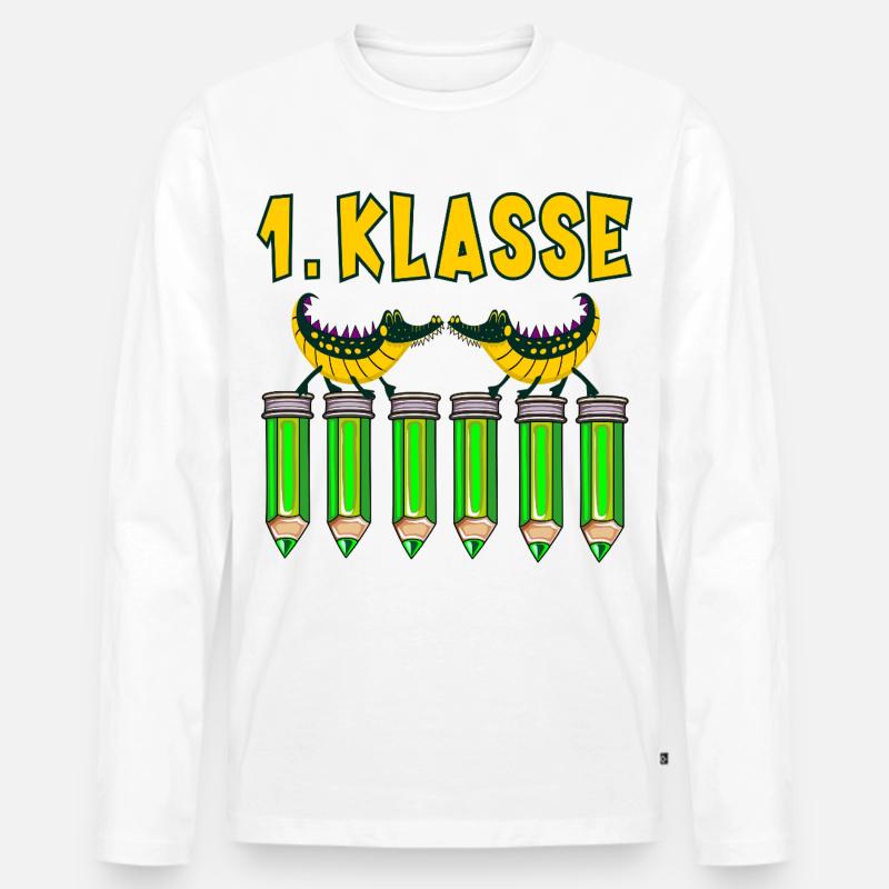 Einschulung 1. Klasse Alligatoren - Männer Premium Bio Langarmshirt - Weiß