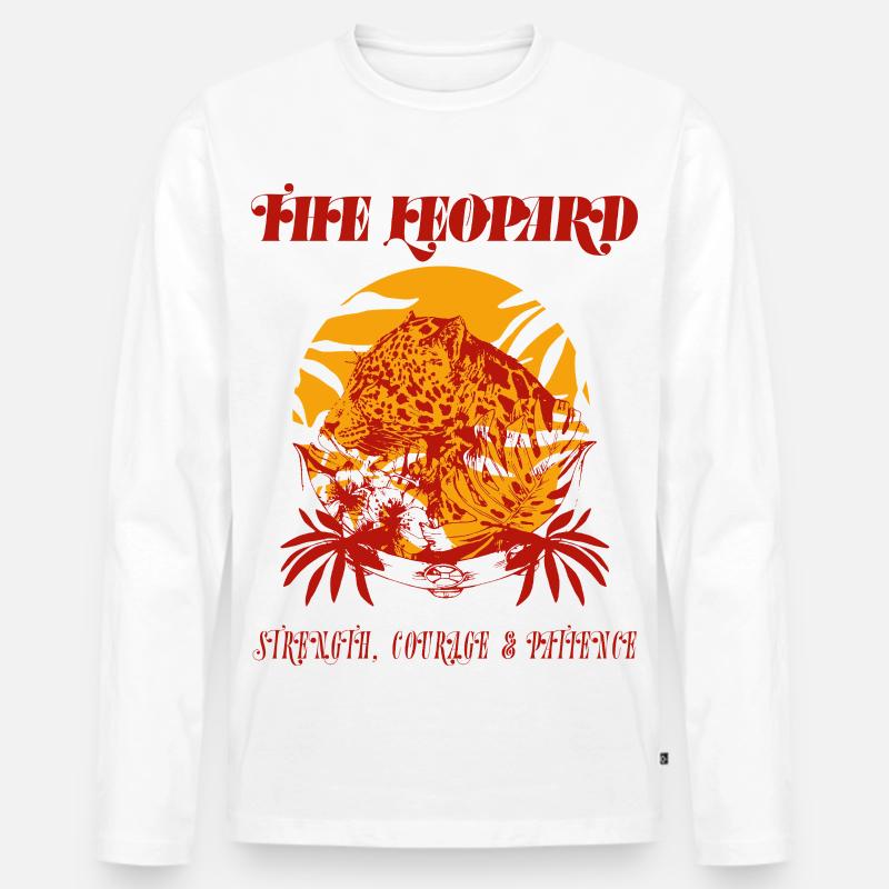 DER LEOPARD - Männer Premium Bio Langarmshirt - Weiß