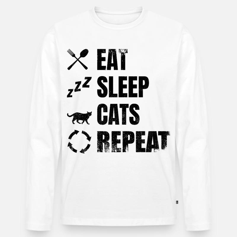Katzenliebhaber Zeitplan - Männer Premium Bio Langarmshirt - Weiß