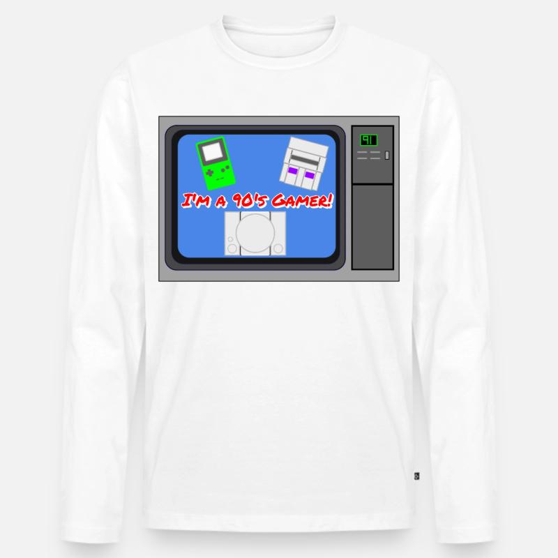 Ich bin ein 90er-Jahre-Gamer - Männer Premium Bio Langarmshirt - Weiß