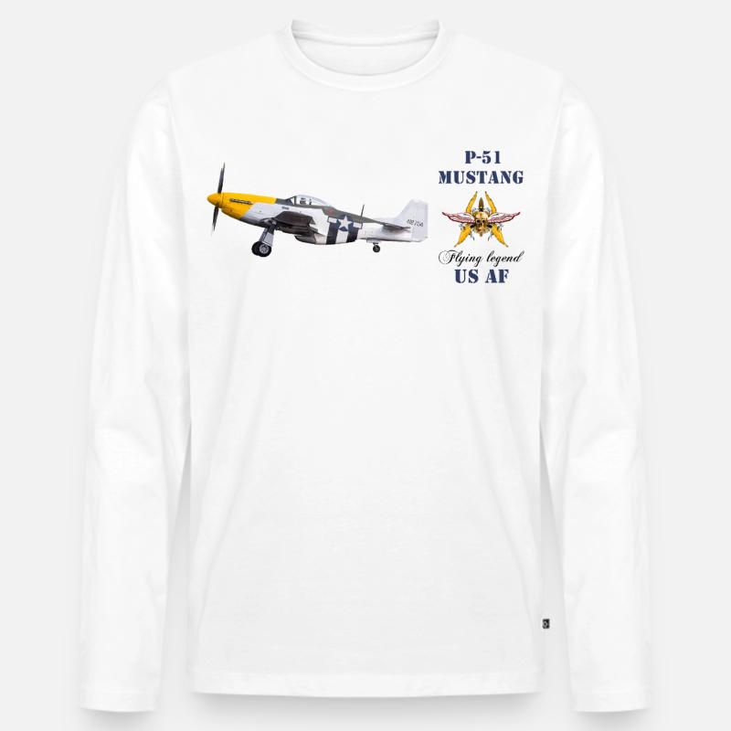 P-51 - Männer Premium Bio Langarmshirt - Weiß