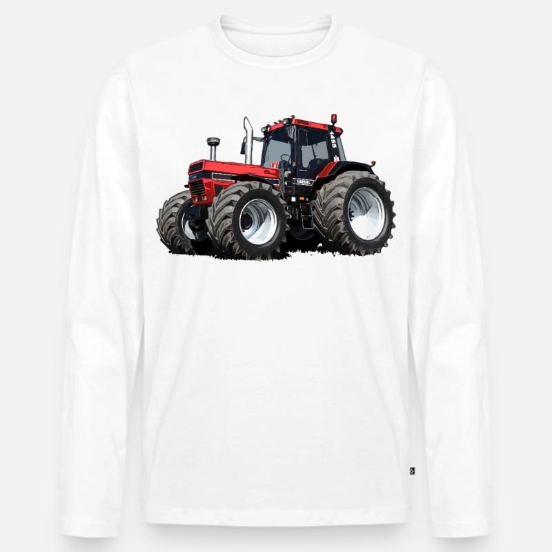 Power Traktor Legende - Männer Premium Bio Langarmshirt - Weiß