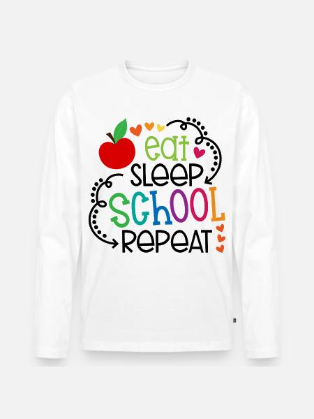 Eat, Sleep, School, Repeat – Design - Men's Premium Organic Long Sleeve Shirt - white