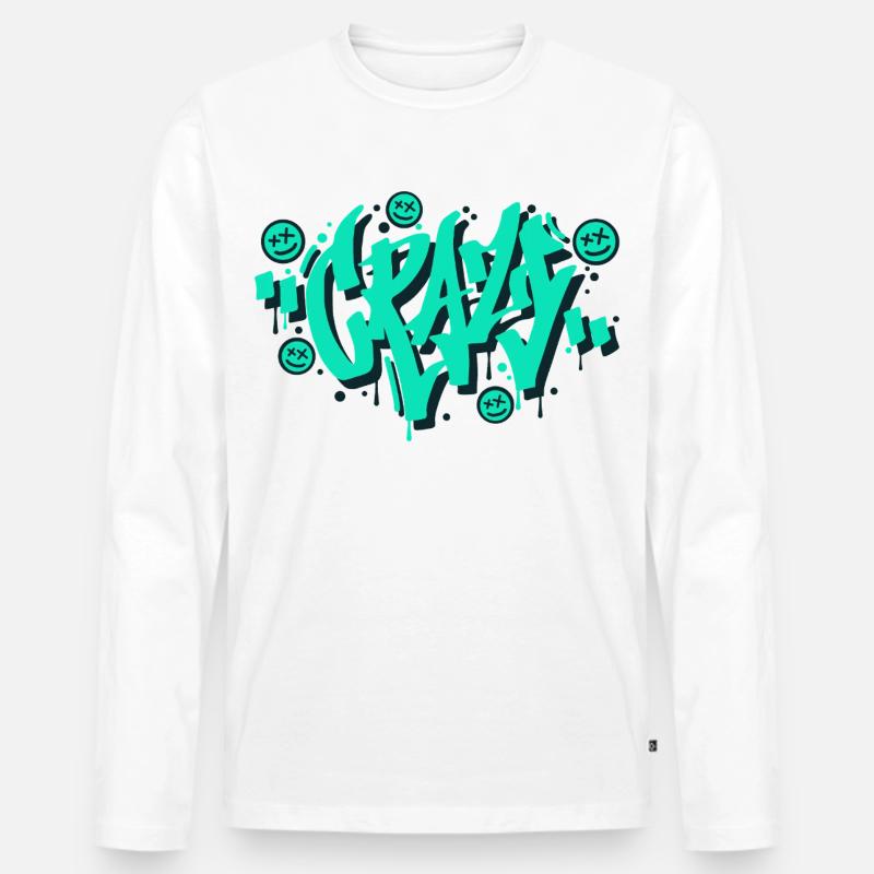 Verrücktes Graffiti-Buchstaben-Design - Männer Premium Bio Langarmshirt - Weiß