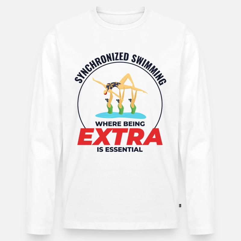 Synchronschwimmen, wo man extra ist - Männer Premium Bio Langarmshirt - Weiß