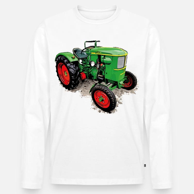 Legendärer Traktor Klassiker - Männer Premium Bio Langarmshirt - Weiß
