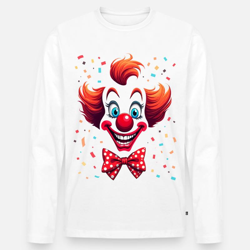 Frecher Clown mit Konfetti Design - Männer Premium Bio Langarmshirt - Weiß