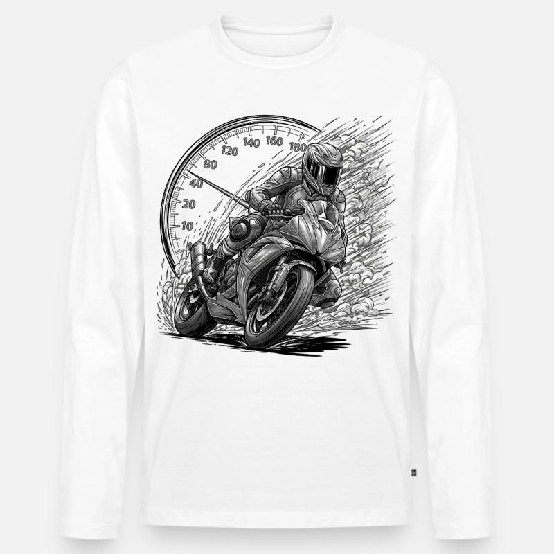 Biker, der von Geschwindigkeit angetrieben wird - Männer Premium Bio Langarmshirt - Weiß