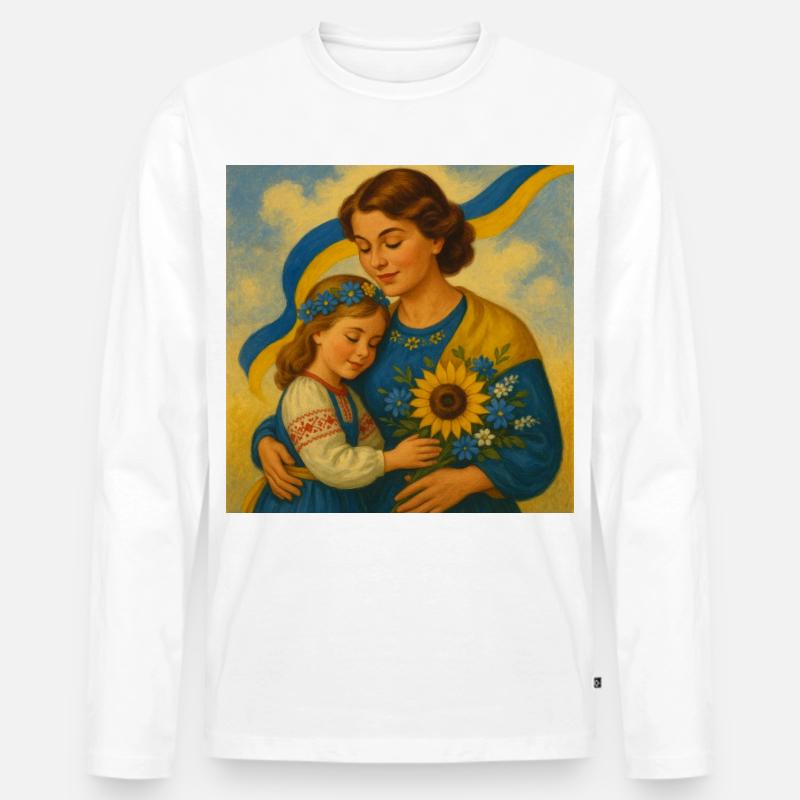 Die Sorge der ukrainischen Mutter - Männer Premium Bio Langarmshirt - Weiß