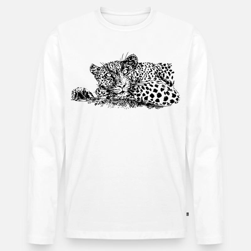 LEOPARD - Männer Premium Bio Langarmshirt - Weiß