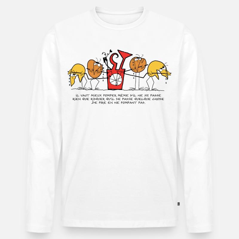 Die Shadoks, ein Leben voller Pumpen! - Männer Premium Bio Langarmshirt - Weiß
