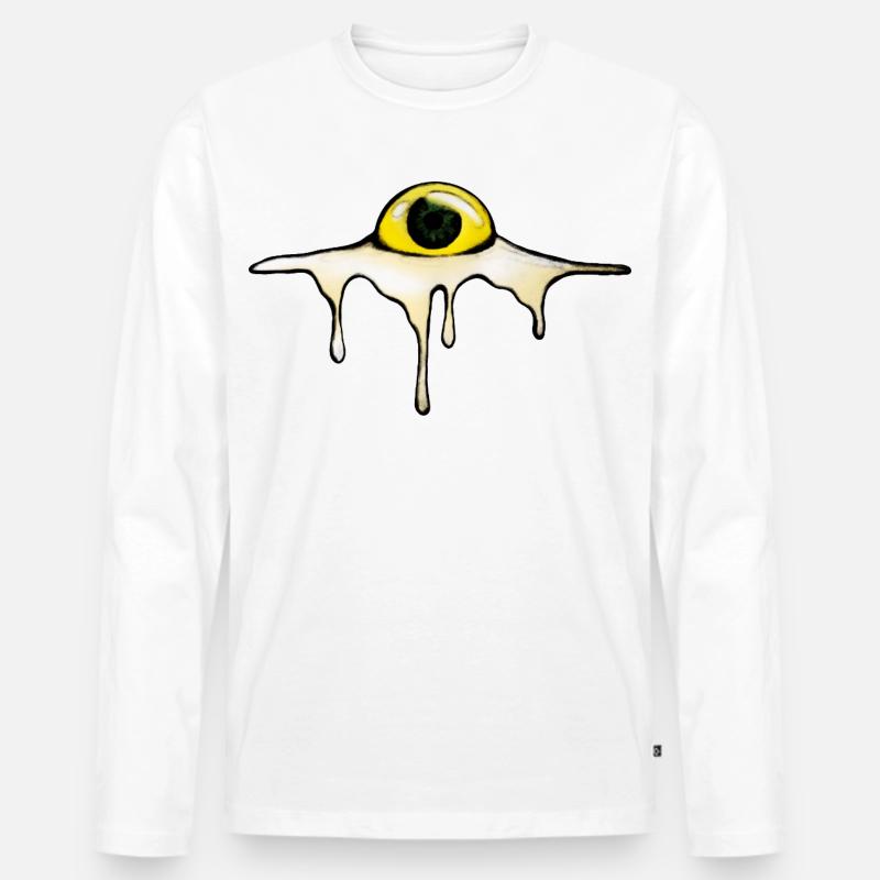 Fried Eye – Sunny Side Creepy - Männer Premium Bio Langarmshirt - Weiß