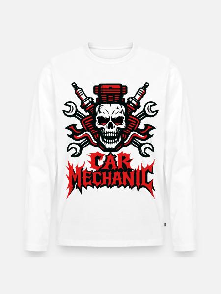 Mécanique automobile Heavy Metal - T-shirt manches longues Premium bio Homme - blanc