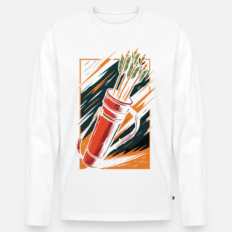 Bogenschießen Bogen Köcher Pfeile Design - Männer Premium Bio Langarmshirt - Weiß