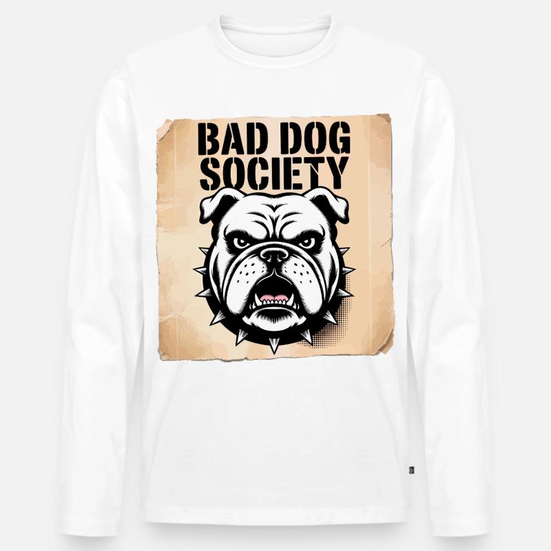 Die Gesellschaft der bösen Hunde - Männer Premium Bio Langarmshirt - Weiß