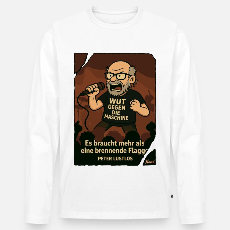 Protestierender Peter Lustlos mit Mikrofon - Männer Premium Bio Langarmshirt - Weiß
