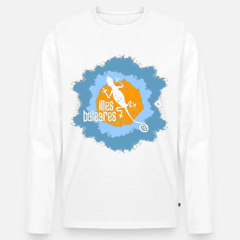 Lizard mit Inselmotiv und Textdesign - Männer Premium Bio Langarmshirt - Weiß