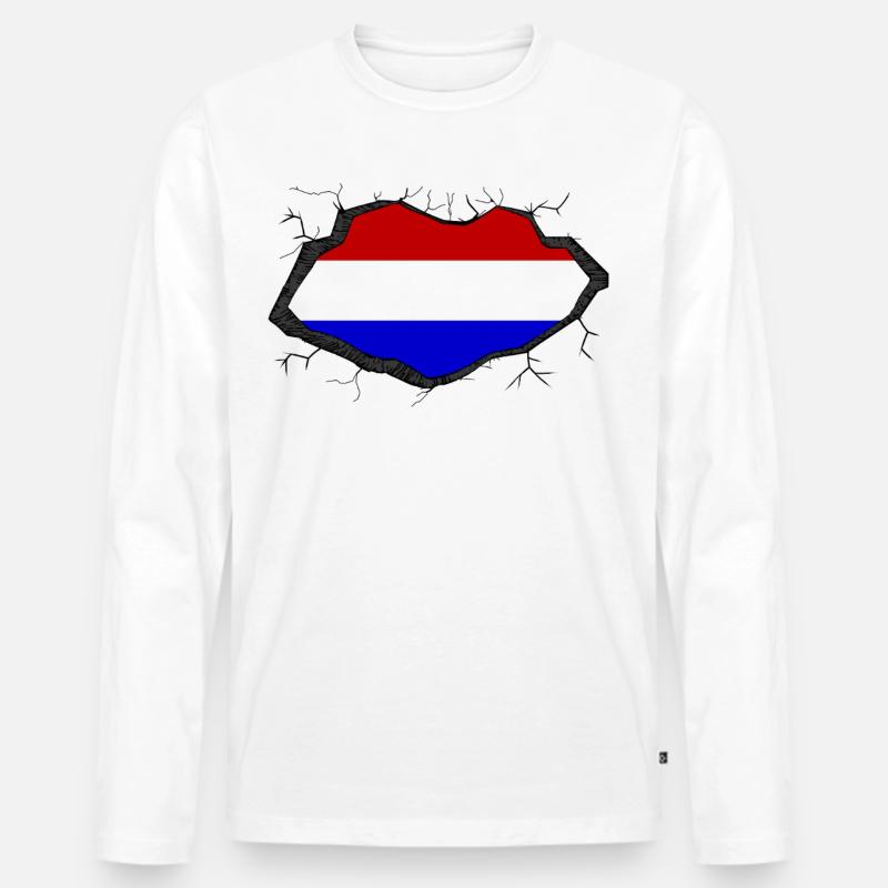 Holland Flagge Durchbruch - Männer Premium Bio Langarmshirt - Weiß