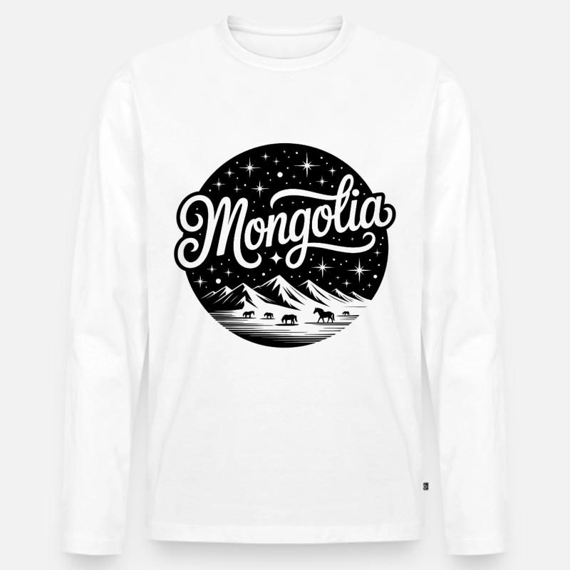 Mongolei - Souvenir-Design - Männer Premium Bio Langarmshirt - Weiß